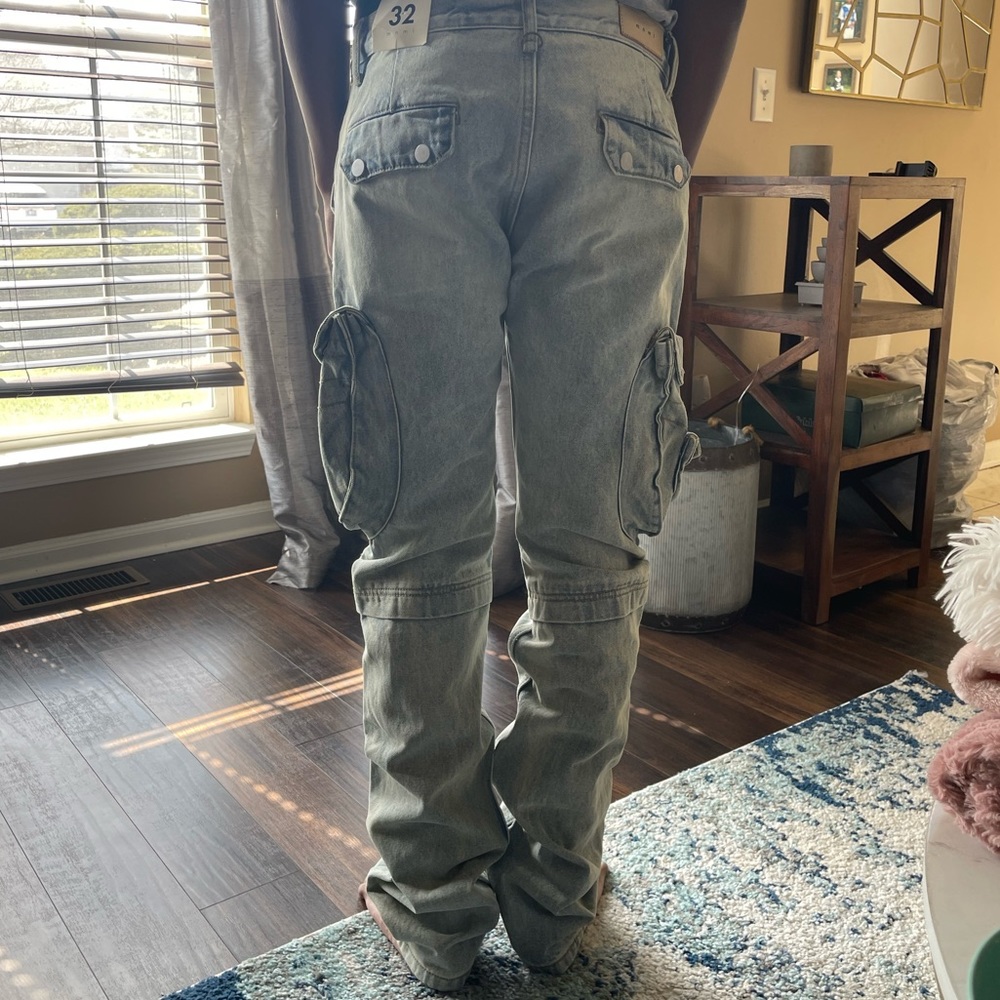MNML Snap Denim Cargo Pants - Vintage Blue